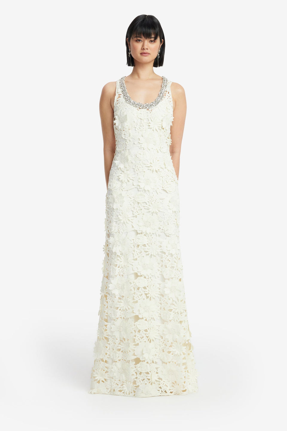 Exclusive LEO LIN Helena Embellished Lace Maxi Dress - Snow