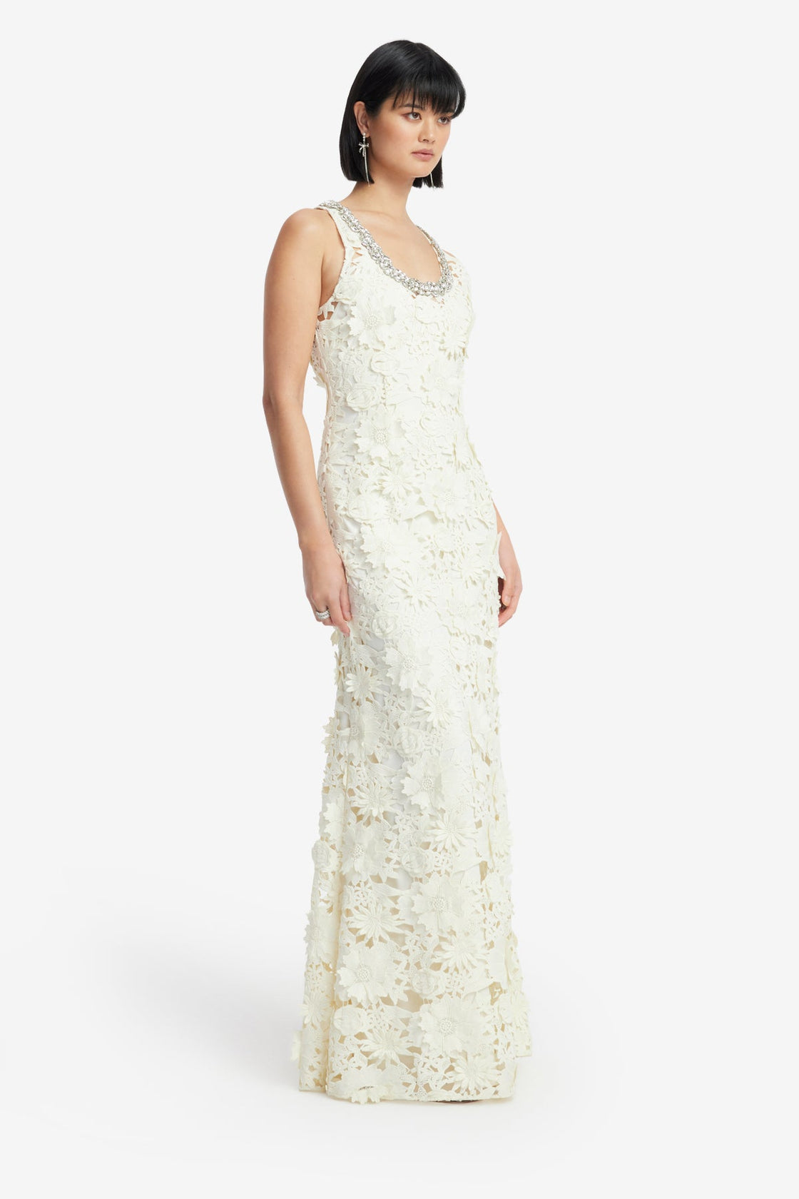 Helena Embellished Lace Maxi Dress - Snow Dress Maxi