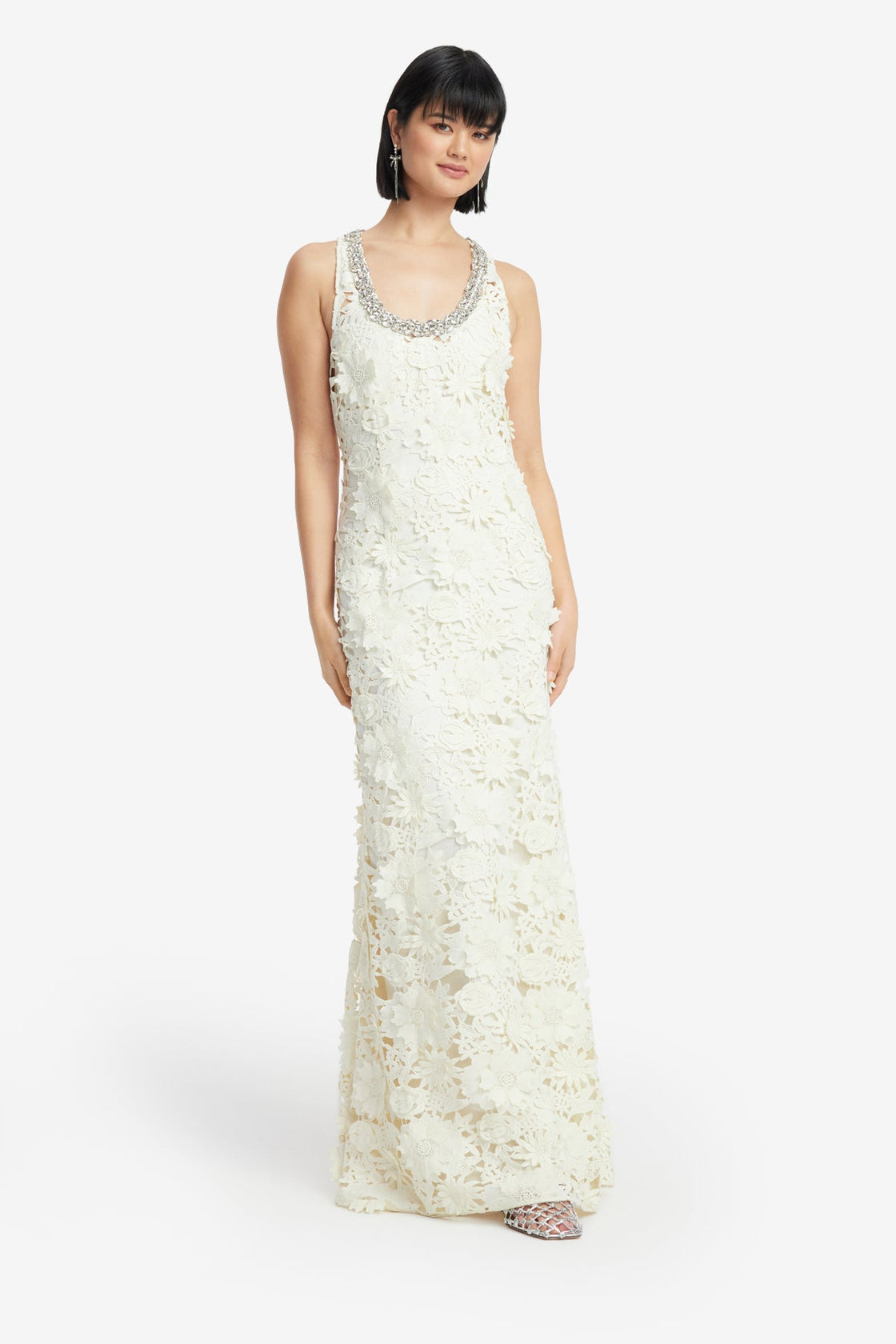 Helena Embellished Lace Maxi Dress - Snow Dress Maxi