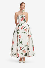 Violet Bustier Maxi Dress - Vine Print in Snow Dress Maxi