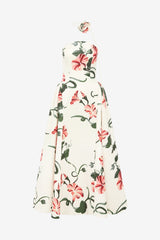 Violet Bustier Maxi Dress - Vine Print in Snow Dress Maxi