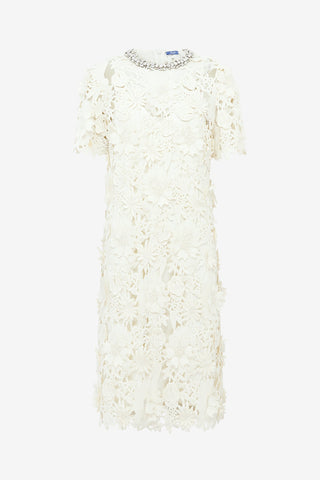 Exclusive LEO LIN Sheridan Embellished Lace Midi Dress - Snow