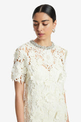 Sheridan Embellished Lace Midi Dress - Snow Dress Midi