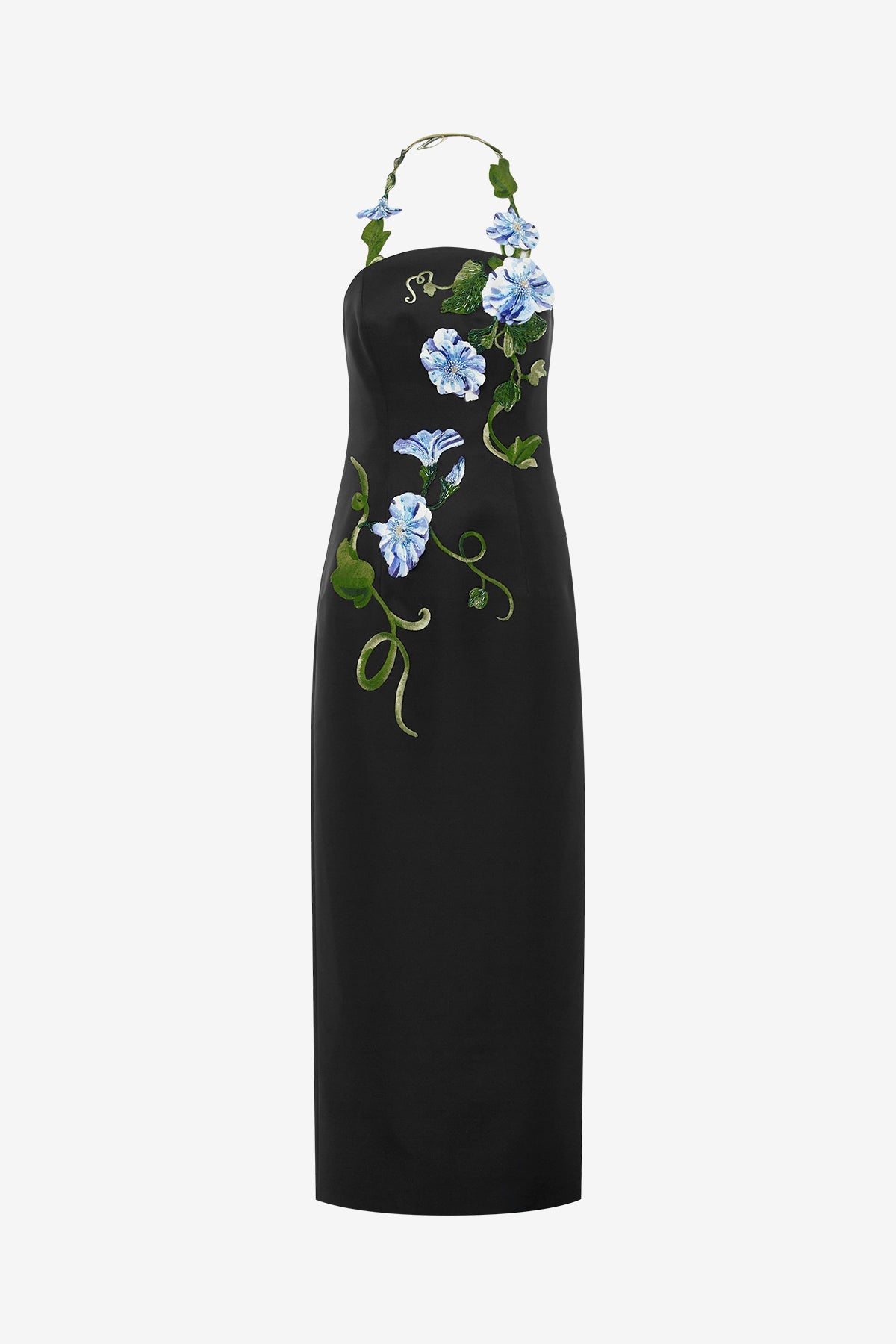 LEO LIN - Ava Halterneck Appliqué Floral Bustier Maxi Dress