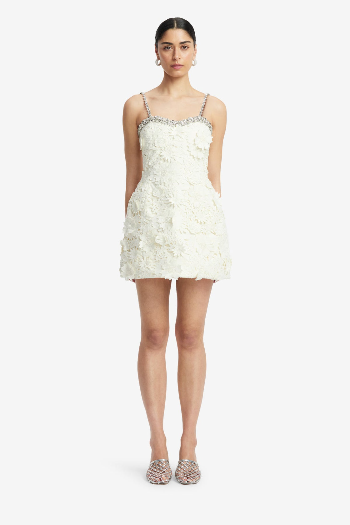 Sophia Embellished Lace Mini Dress - Snow Sophia Embellished Lace Mini Dress - Snow