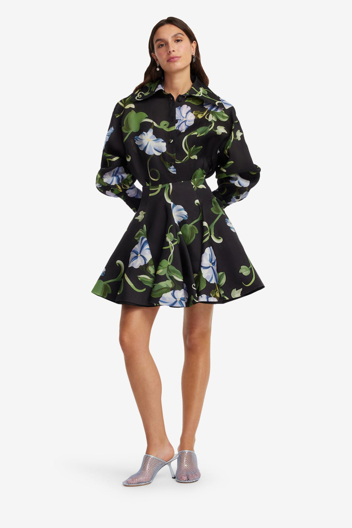 Exclusive LEO LIN Kaity Skirt - Vine Print in Ebony