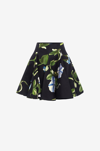 Exclusive LEO LIN Kaity Skirt - Vine Print in Ebony