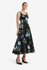 Serafina Appliqué Maxi Dress - Vine Print in Ebony Dress Maxi