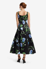 Serafina Appliqué Maxi Dress - Vine Print in Ebony Dress Maxi
