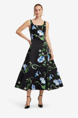 Serafina Appliqué Maxi Dress - Vine Print in Ebony Dress Maxi