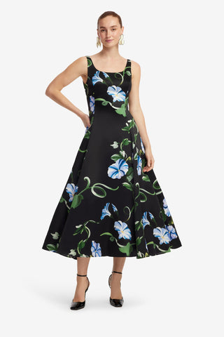 Exclusive LEO LIN Serafina Applique Maxi Dress - Vine Print in Ebony