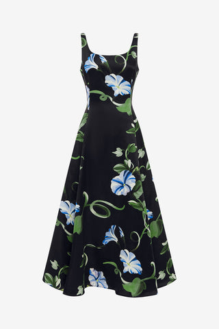 Exclusive LEO LIN Serafina Applique Maxi Dress - Vine Print in Ebony