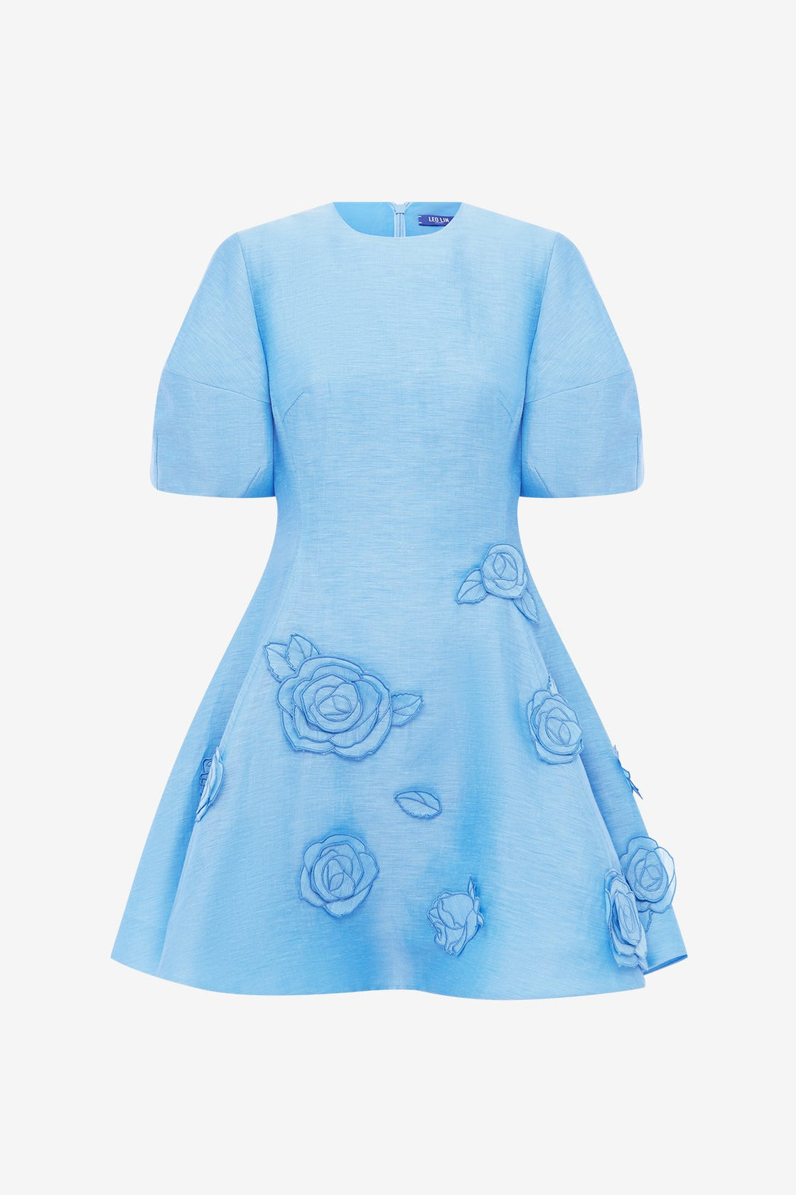 Exclusive LEO LIN Simona Appliqué Mini Dress - Pastel Blue