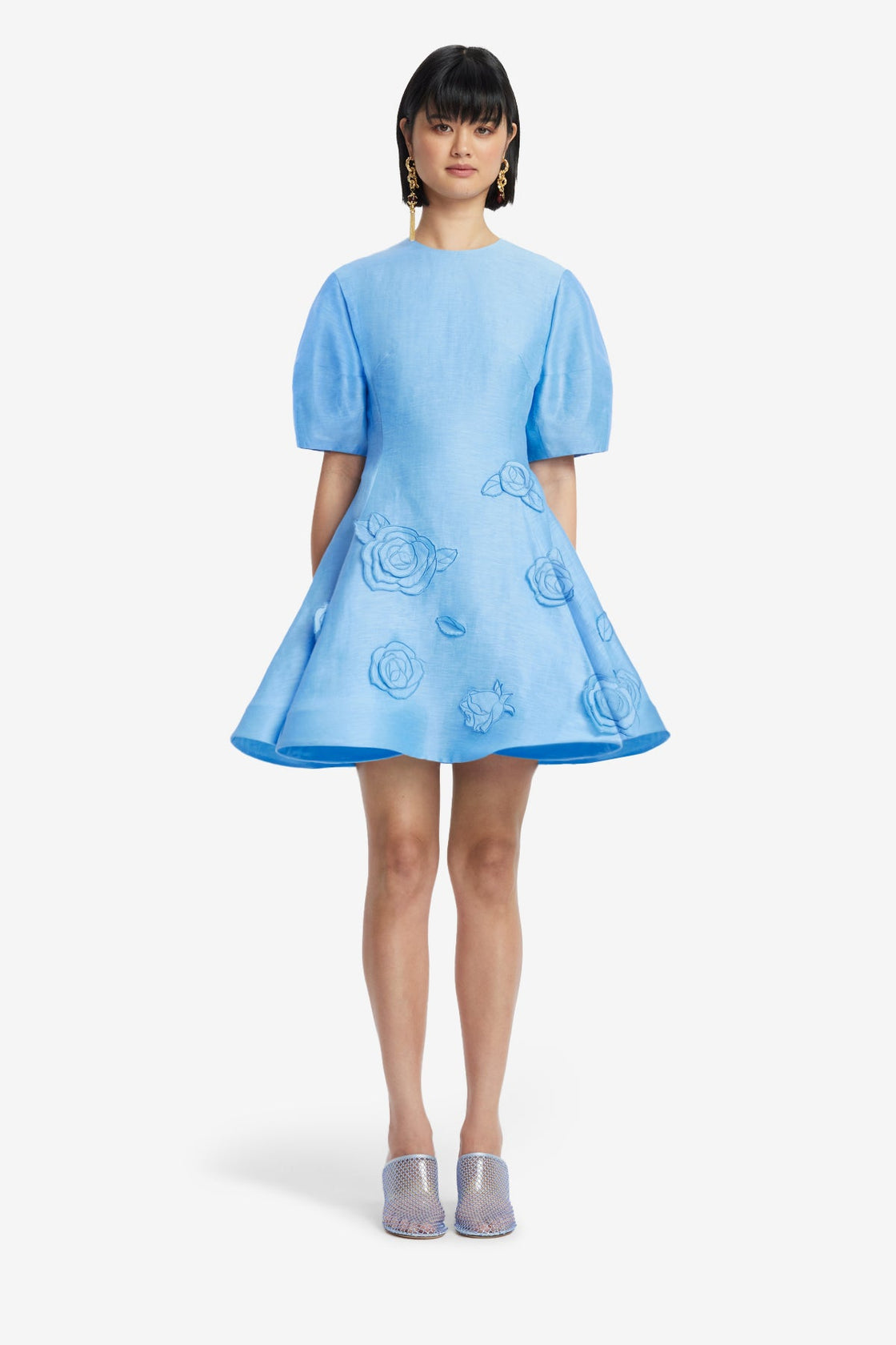 Exclusive LEO LIN Simona Appliqué Mini Dress - Pastel Blue