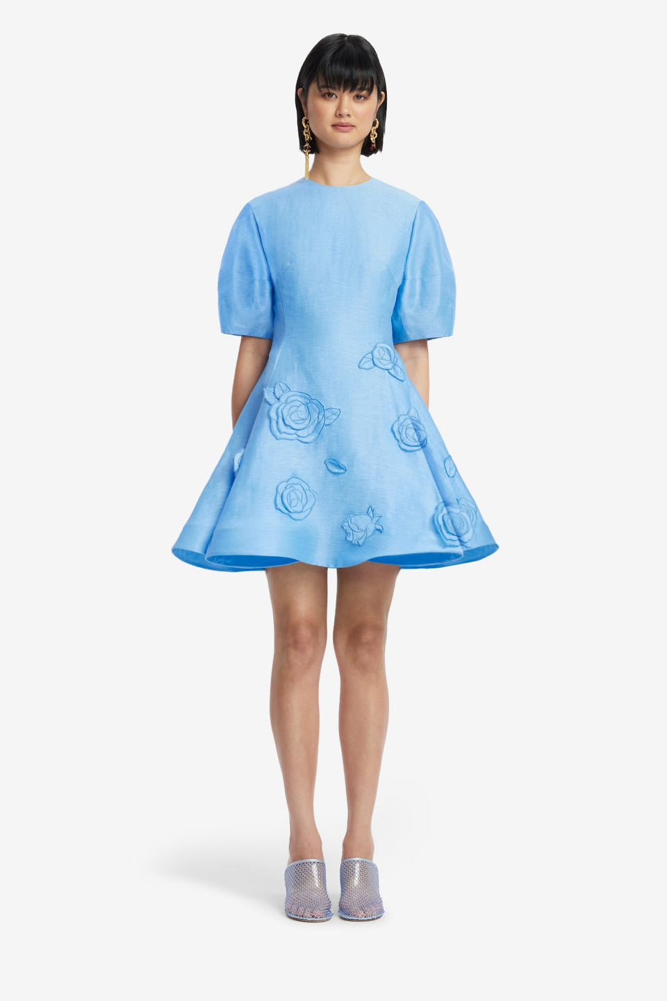 Exclusive LEO LIN Simona Appliqué Mini Dress - Pastel Blue