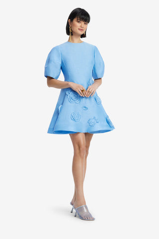Exclusive LEO LIN Simona Appliqué Mini Dress - Pastel Blue
