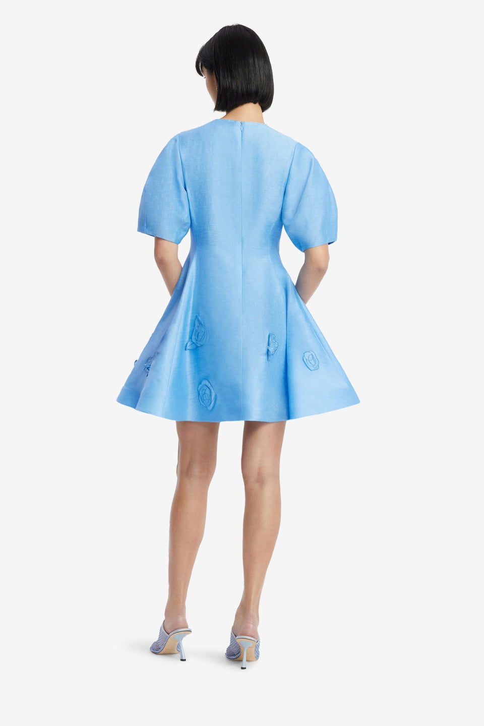 Exclusive LEO LIN Simona Appliqué Mini Dress - Pastel Blue