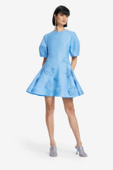 Simona Appliqué Mini Dress - Pastel Blue Dress Mini