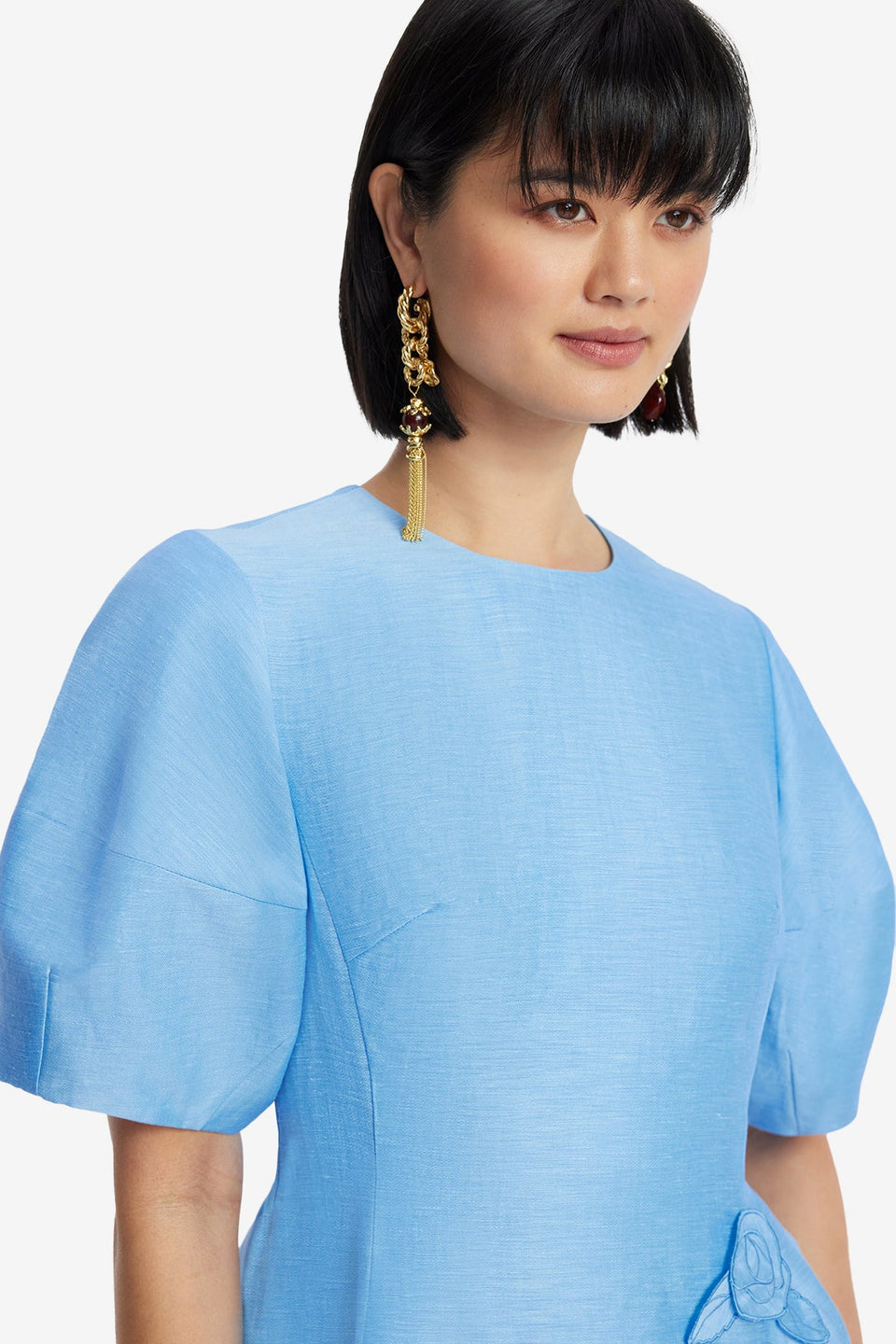 Exclusive LEO LIN Simona Appliqué Mini Dress - Pastel Blue