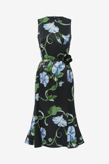 Olive Midi Dress - Vine Print in Ebony Dress Midi