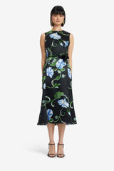 Olive Midi Dress - Vine Print in Ebony Dress Midi