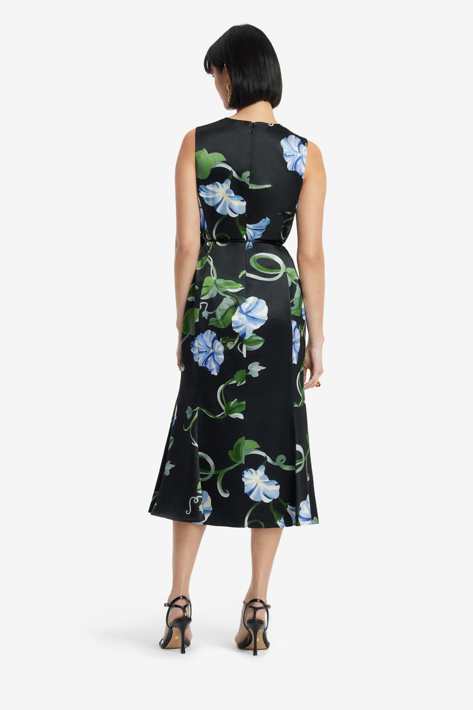 Exclusive LEO LIN Olive Midi Dress - Vine Print in Ebony