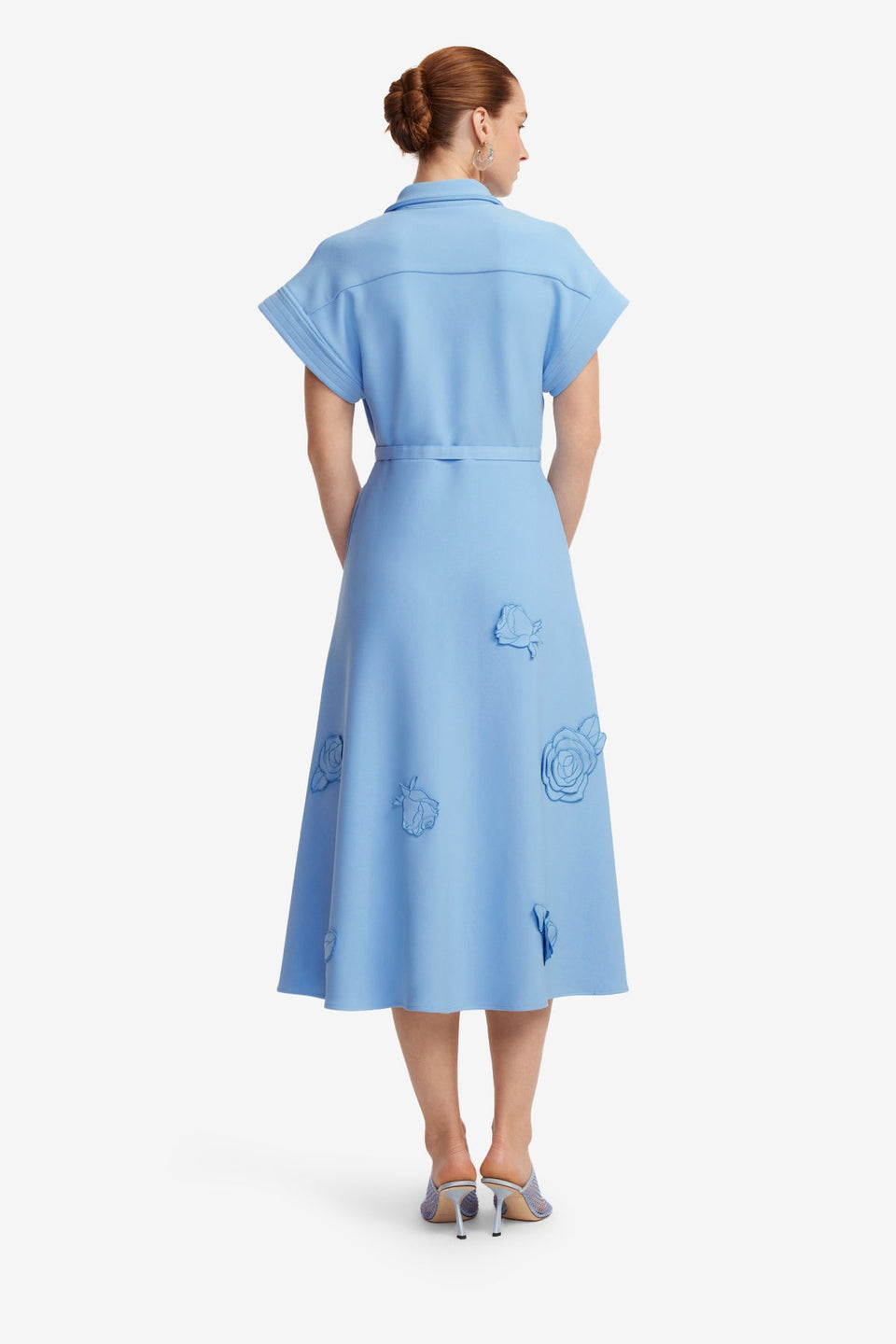 Exclusive LEO LIN Aubrey Applique Shirt Midi Dress - Pastel Blue