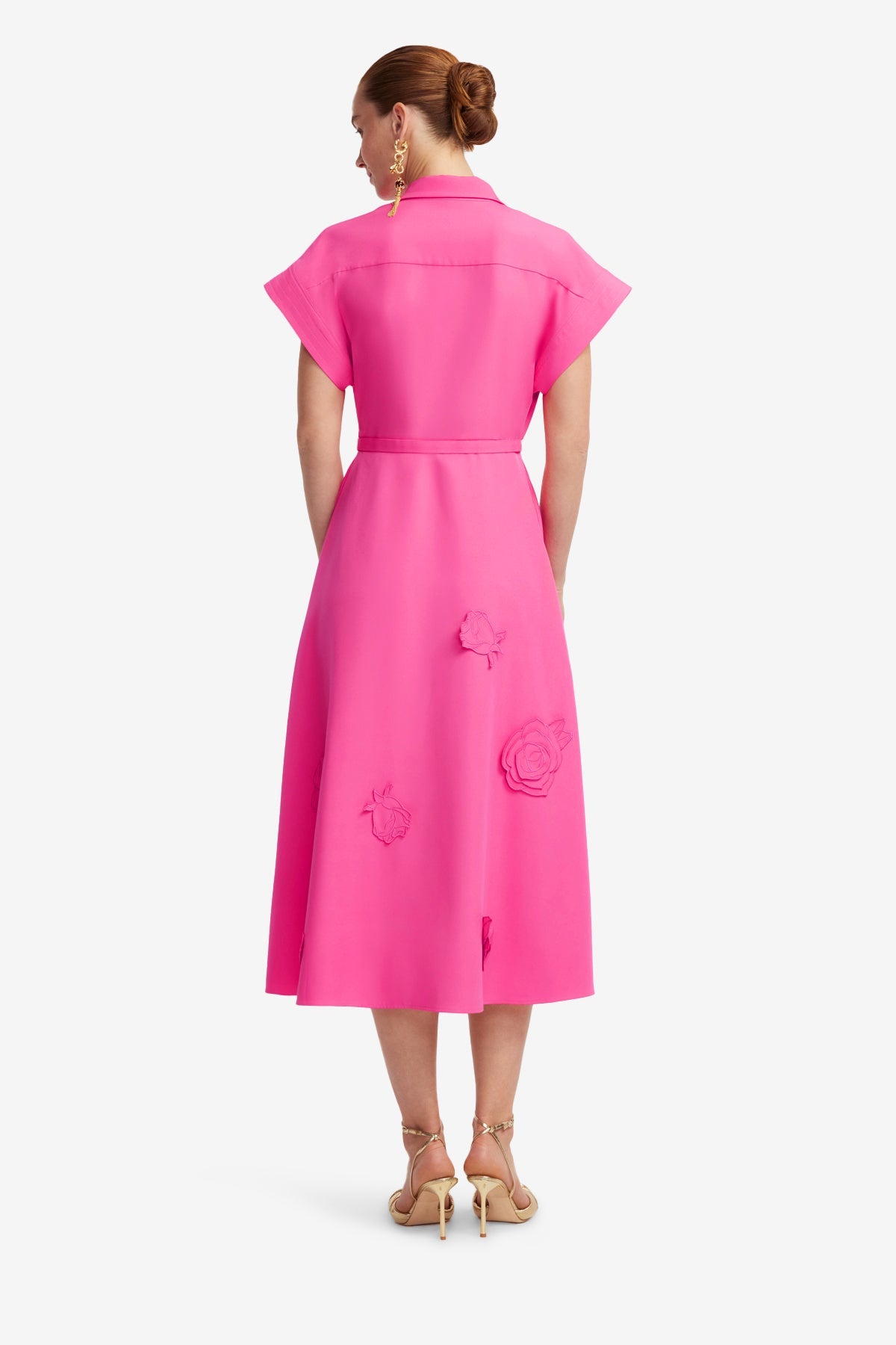 Aubrey Appliqué Shirt Midi Dress - Fuchsia – LEO LIN