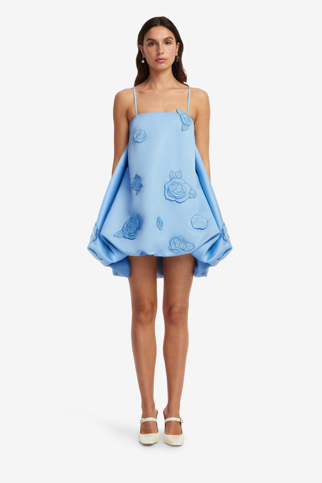 LEO LIN Patsy Applique Puff Mini Dress in Blue