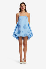 Patsy Appliqué Puff Mini Dress - Pastel Blue Dress Mini