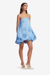 Patsy Appliqué Puff Mini Dress - Pastel Blue Dress Mini
