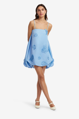 Exclusive LEO LIN Patsy Applique Puff Mini Dress - Pastel Blue