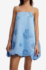 Patsy Appliqué Puff Mini Dress - Pastel Blue Dress Mini