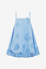 Patsy Appliqué Puff Mini Dress - Pastel Blue Dress Mini
