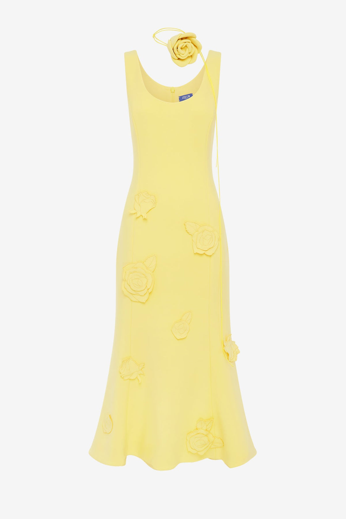Exclusive LEO LIN Emily Appliqué Midi Dress - Limoncello