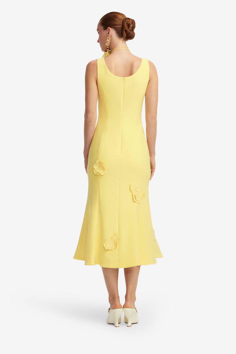 Exclusive LEO LIN Emily Appliqué Midi Dress - Limoncello