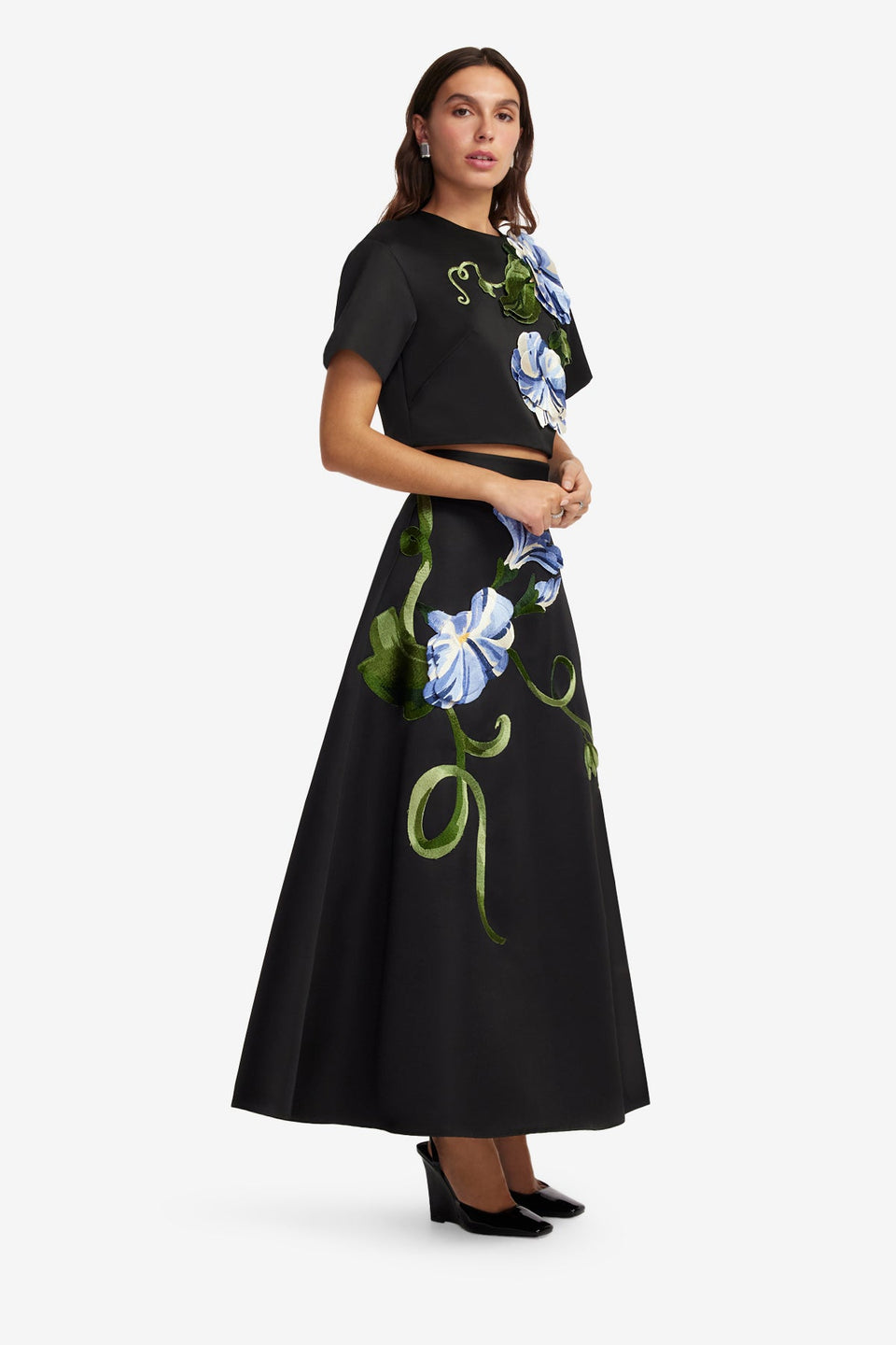 Exclusive LEO LIN Indie Sleeve Top - Vine Print in Ebony