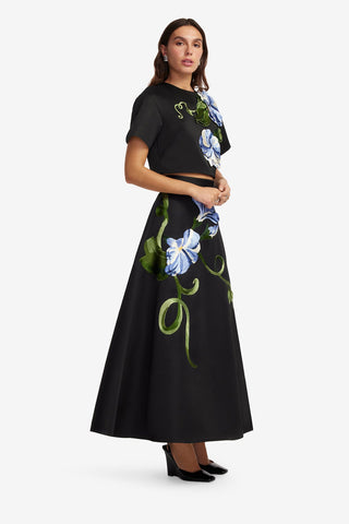 Exclusive LEO LIN Rafaela Maxi Skirt - Vine Print in Ebony