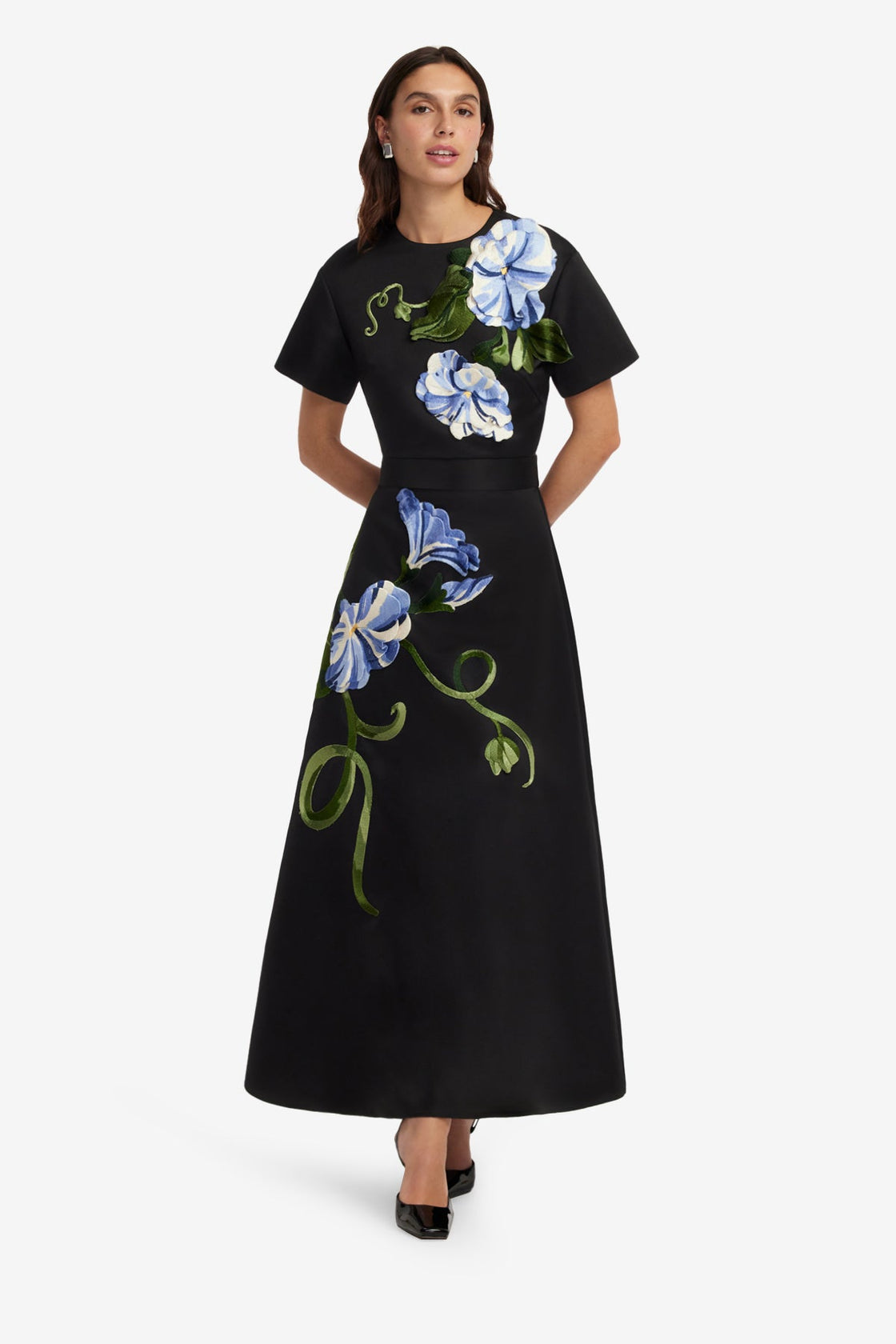 Exclusive LEO LIN Indie Sleeve Top - Vine Print in Ebony