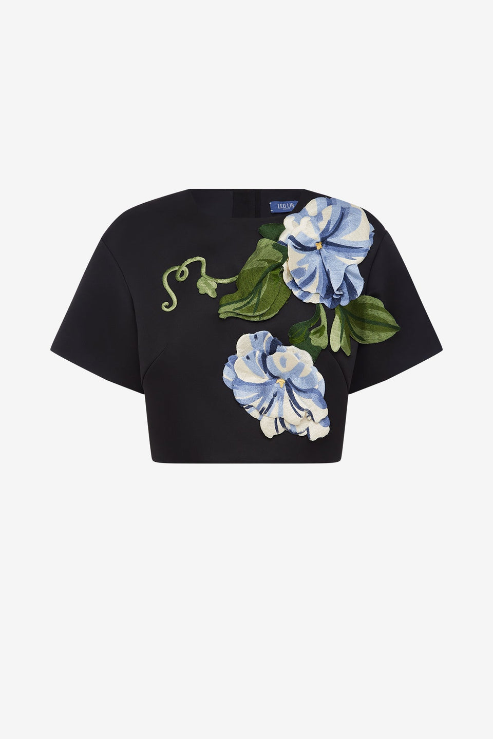 Exclusive LEO LIN Indie Sleeve Top - Vine Print in Ebony