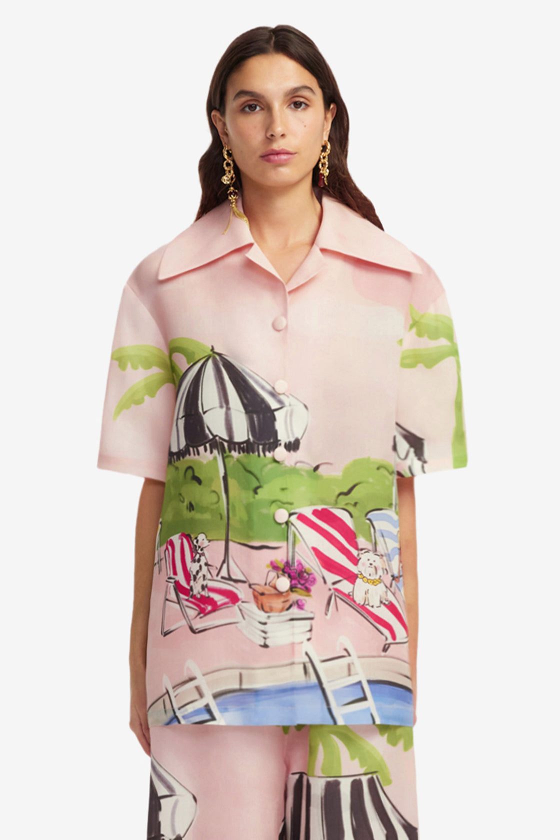 Exclusive LEO LIN Casey Silk Button Shirt - Riviera Print 