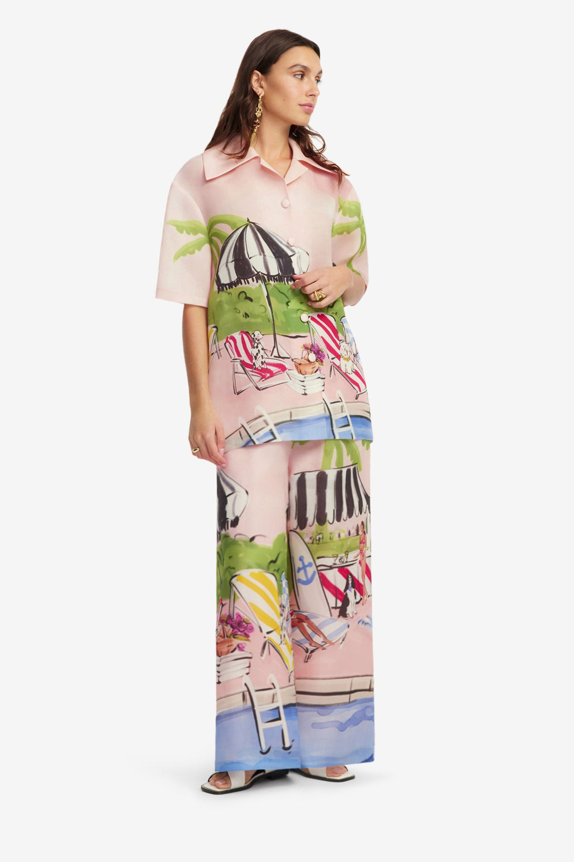 Exclusive LEO LIN Jamie Wide Leg Pants - Riviera Print
