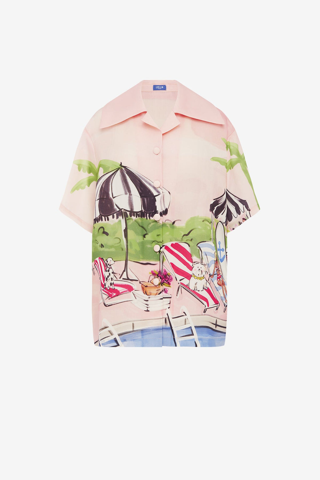 Exclusive LEO LIN Casey Silk Button Shirt - Riviera Print 