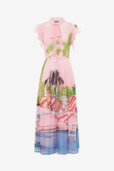 Grace Flutter Sleeve Midi Dress - Riviera Print Dress Midi
