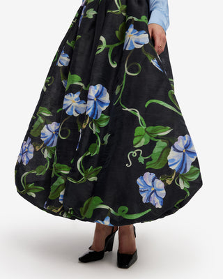 Exclusive LEO LIN Victoria Puff Maxi Skirt - Vine Print in Ebony