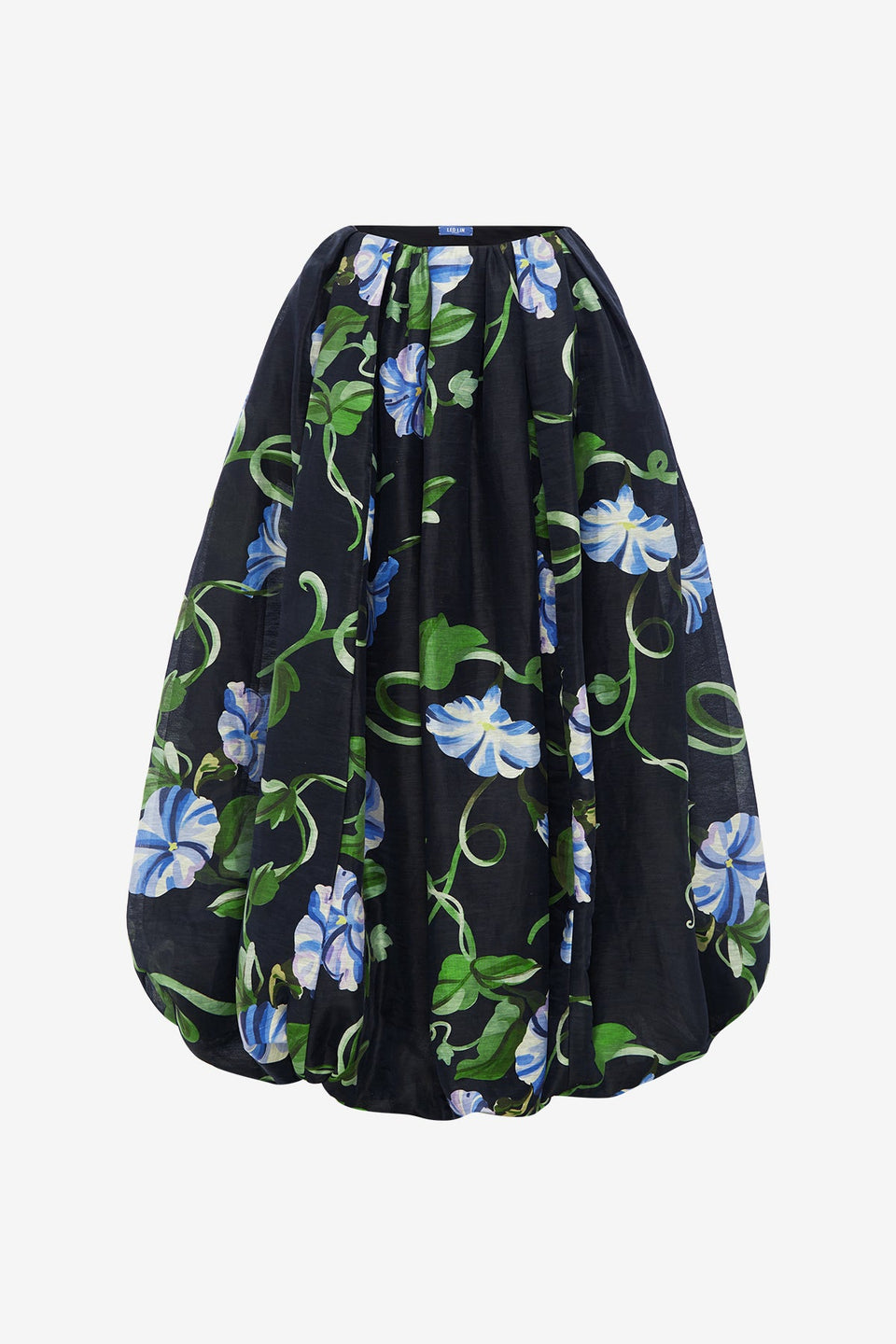 Exclusive LEO LIN Victoria Puff Maxi Skirt - Vine Print in Ebony