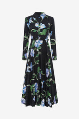 Zara Shirt Midi Dress - Vine Print in Ebony Dress Midi