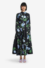 Zara Shirt Midi Dress - Vine Print in Ebony Dress Midi