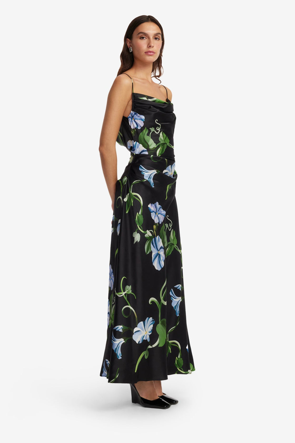 Valentina Maxi Dress - Vine Print in Ebony LEO LIN Valentina Maxi Dress - Vine Print in Ebony LEO LIN