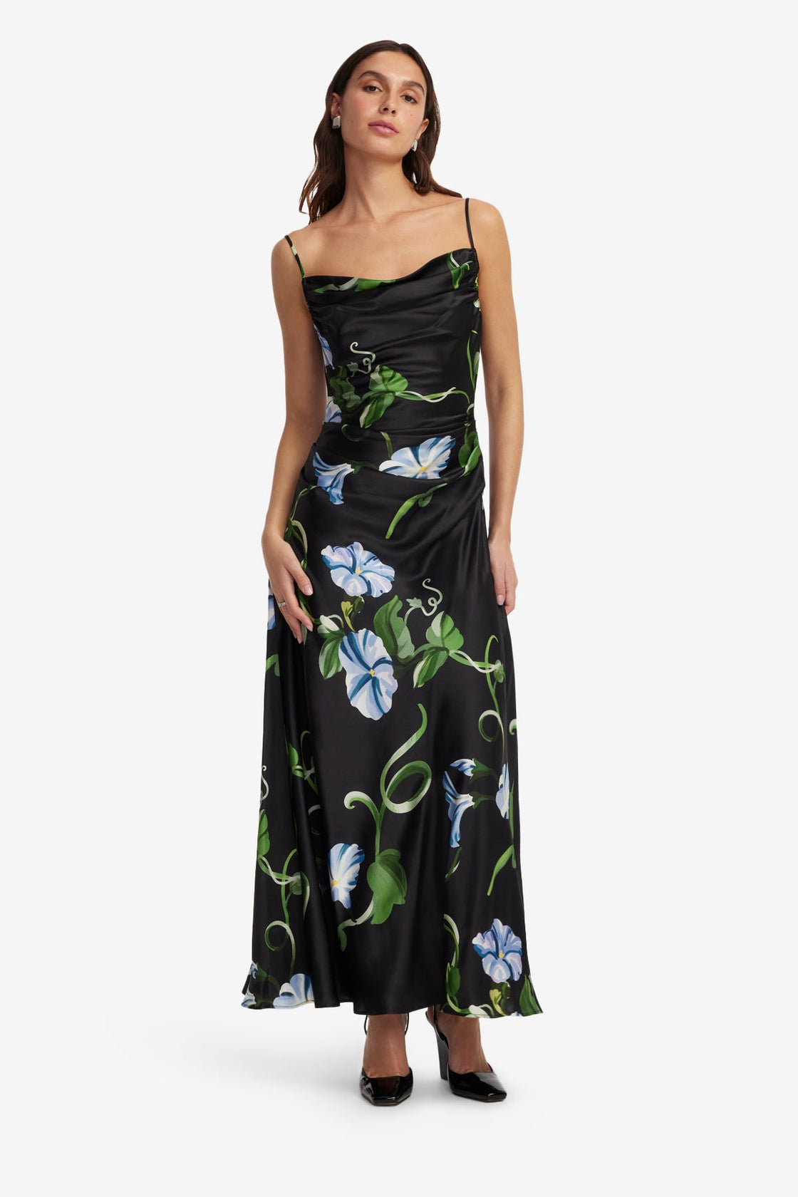 Valentina Maxi Dress - Vine Print in Ebony LEO LIN Valentina Maxi Dress - Vine Print in Ebony LEO LIN